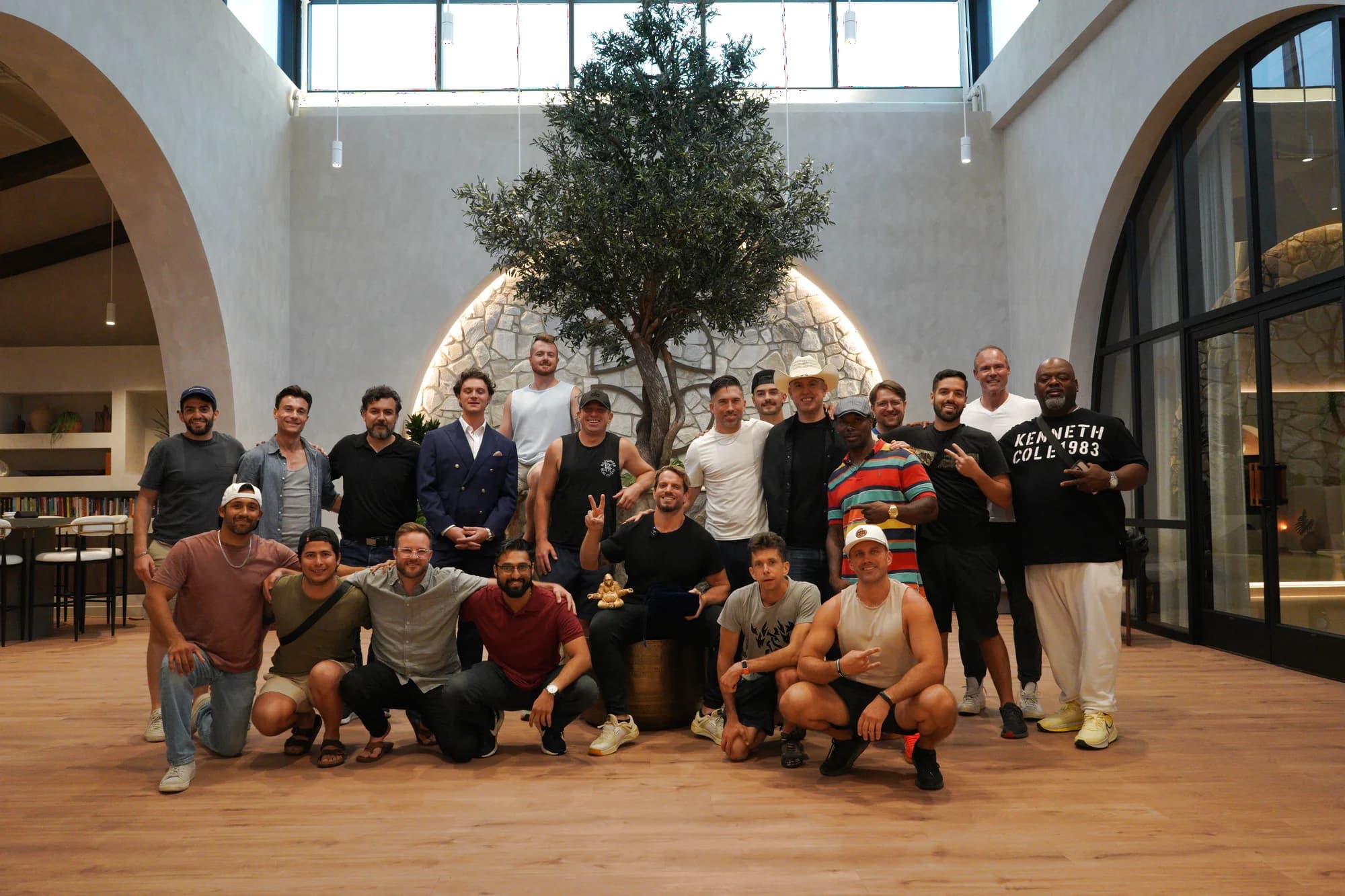 Jarred Curcio with the community in the lobby at Gevity in Austin, Texas