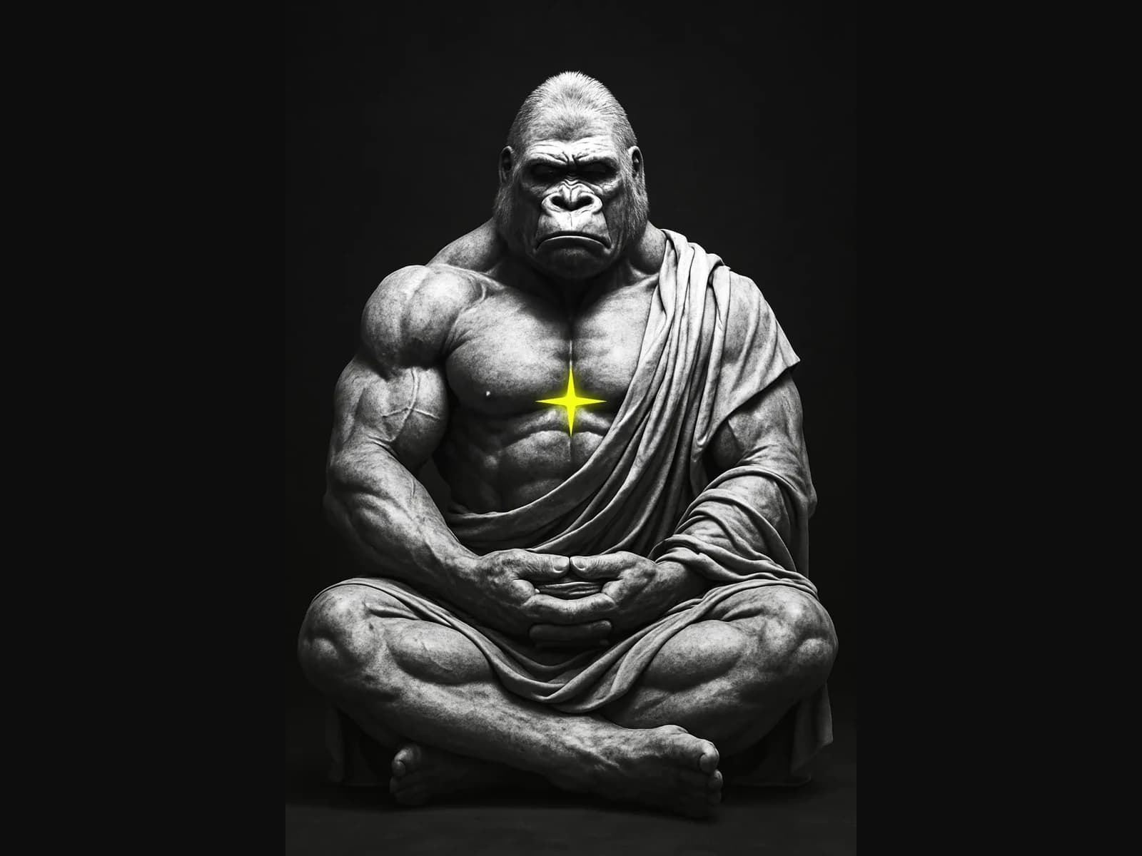 The TRUE Fitness and Focus gorilla figure seated in meditation