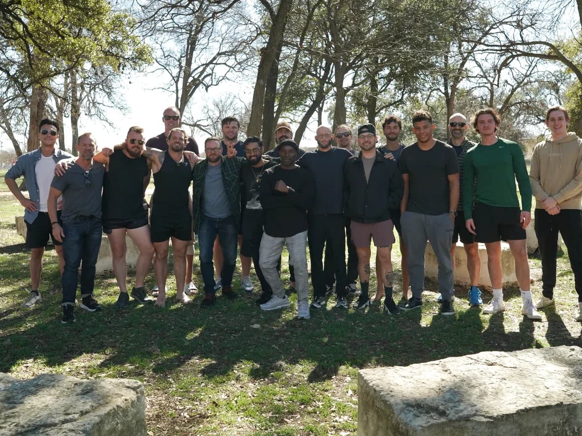 The community together outdoors at a Jarred Curcio event in Austin, Texas